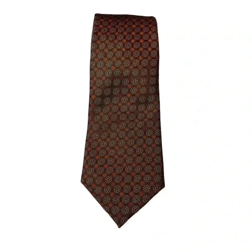 Awareness Kenneth Cole Men’s Tie 100% Silk. Brown & Orange Print.